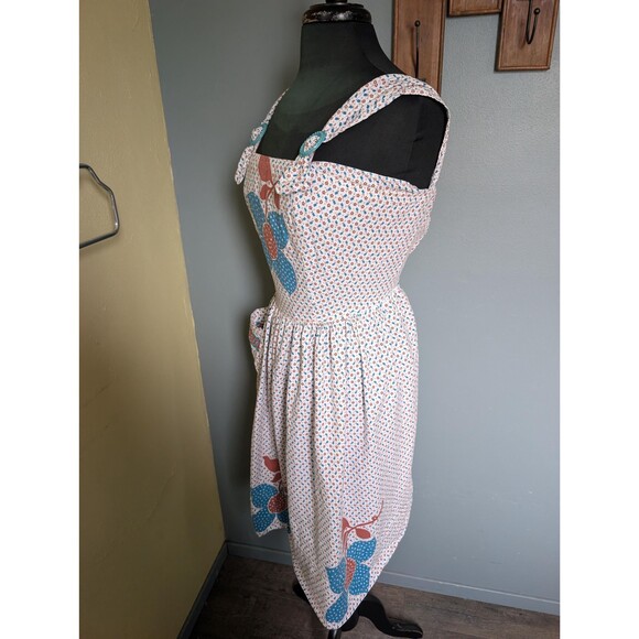 40s Calico Pinafore Dress: Vintage Floral Sundress - Picture 4 of 16
